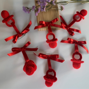 chupetes crochet rojo basico 300x300 - Chupete Crochet 100% algodón Rojo