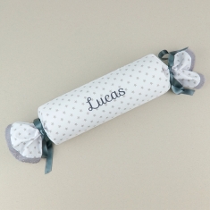 cojin antivuelco caramelo estrellas gris personalizado - Cojín Antivuelco Caramelo Estrellas